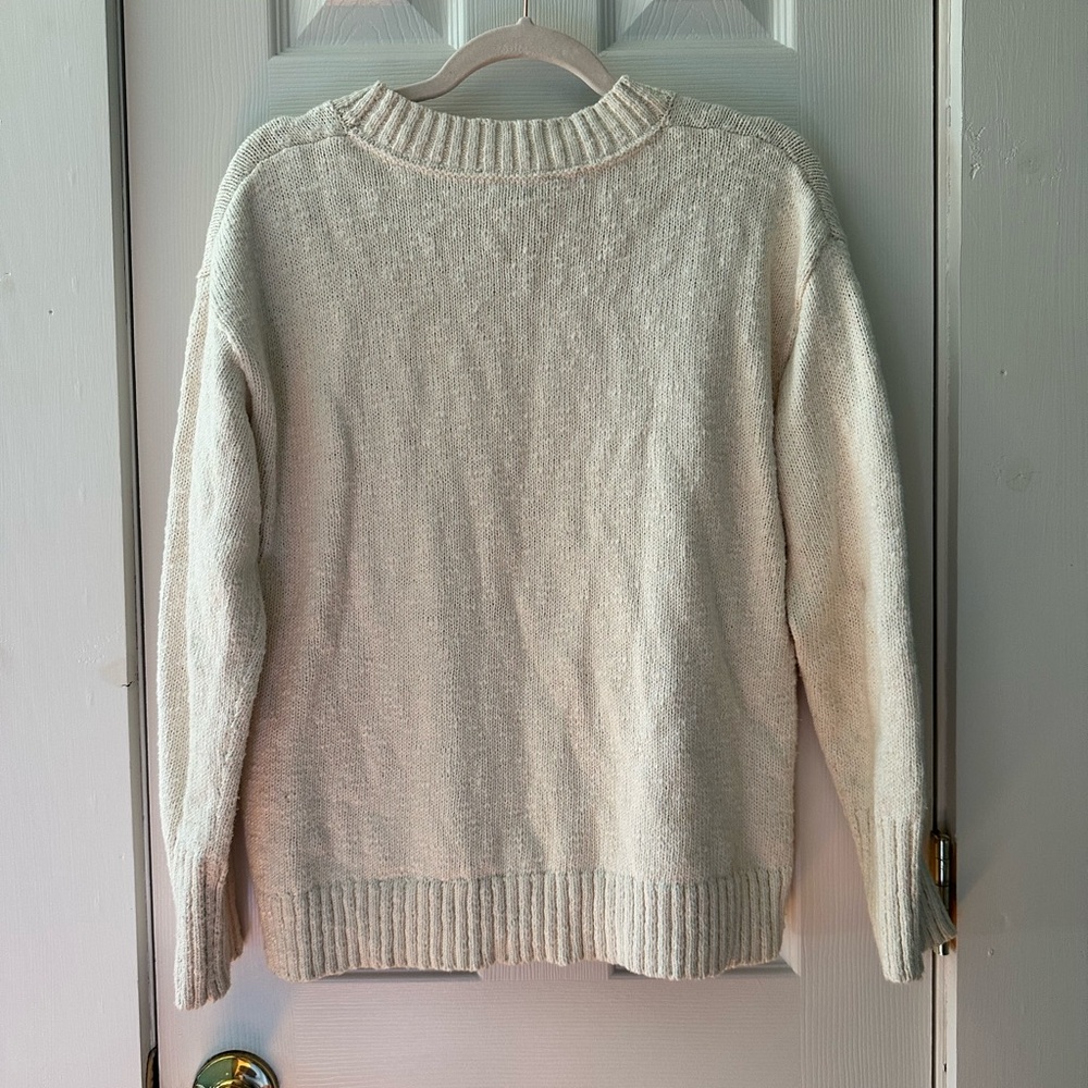 L.L. Bean Cream Sweater 100% Cotton Large Coastal Grandma - Picture 4 of 6